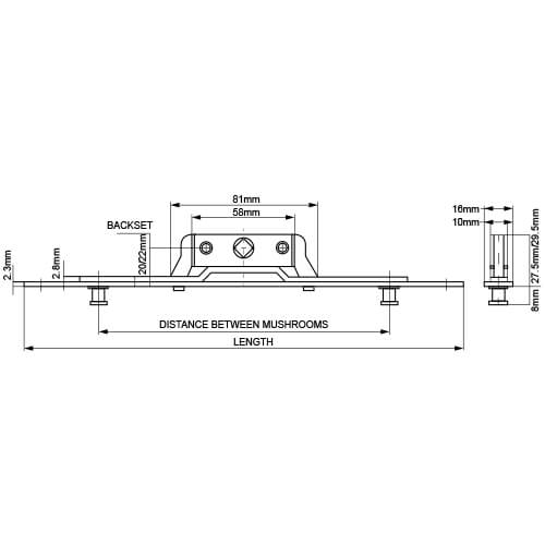 Vitawin Inline Espags 20mm Backset