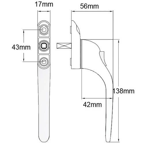 TSS Inline Locking Espag UPVC Window Handles