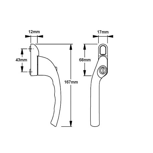 Avocet Offset Locking Espag UPVC Window Handles