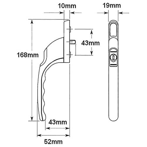 ERA 3222 Inline Locking Espag UPVC Window Handles