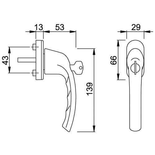 Hoppe Tokyo Locking Handle for Tilt and Turn Windows