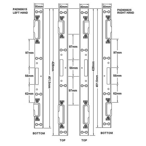 Lockmaster UPVC 2 Rollers Hookbolt Keep Set