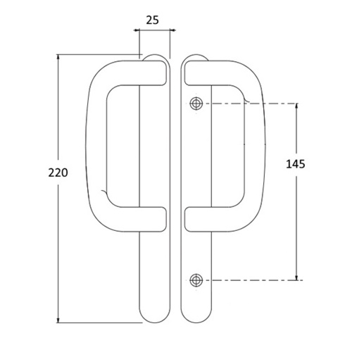 Fuhr 3000 Series Dummy Handle Set for Patio Doors