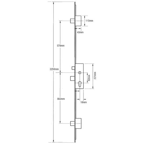 ERA Latch 3 Deadbolts Split Spindle Multipoint Door Lock - Option 1 (top deadbolt to spindle = 570mm)