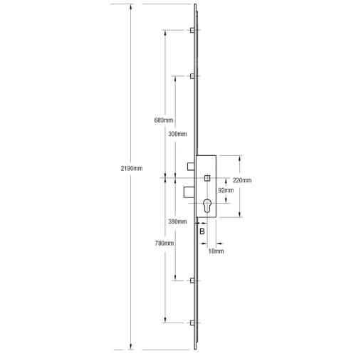 AGB Latch Deadbolt 4 Rollers Lift Lever Multipoint Door Lock