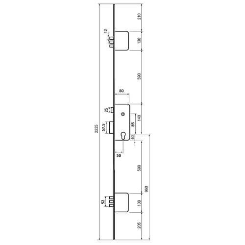 Azbe Latch Deadbolt 6 Pin Bolts Key Wind Operated Multipoint Door Lock