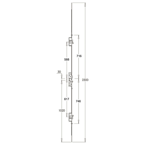 Kenrick Excalibur Latch 3 Hooks 2 Anti Lift Pins 3 Rollers Multipoint Door Lock - Option 1 (top hook to spindle = 588mm)