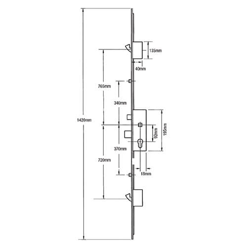 Fuhr 856 Type 6 Latch Deadbolt 2 Hooks 2 Rollers Lift Lever Multipoint Door Lock (2 part lock)