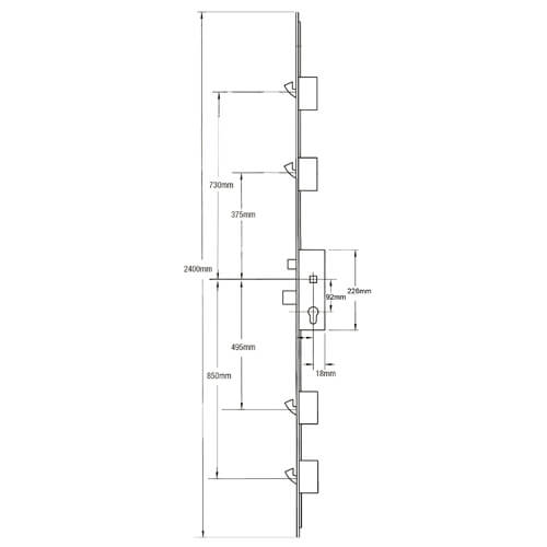 Maco Latch Deadbolt 4 Hooks Lift Lever Multipoint Door Lock