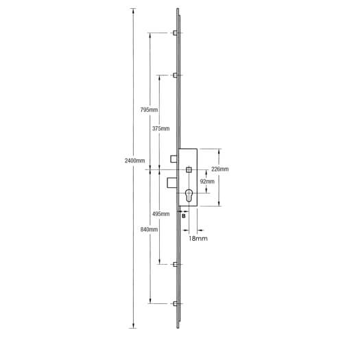 Maco Latch Deadbolt 4 Mushrooms Lift Lever Multipoint Door Lock