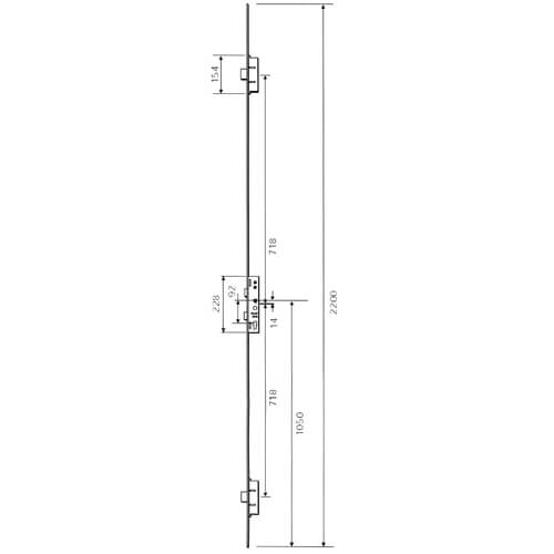 Lockmaster Latch 3 Deadbolts Lift Lever or Double Spindle Multipoint Door Lock - Option 1 (top deadbolt to spindle = 718mm)