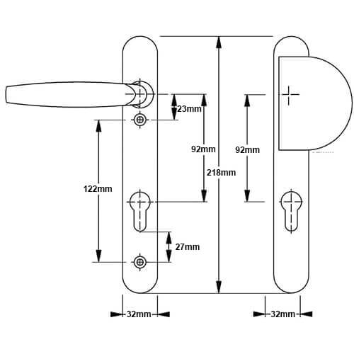 Hoppe Atlanta Lever Fixed Pad UPVC Multipoint Door Handles - 92mm PZ Sprung 122mm Screw Centres