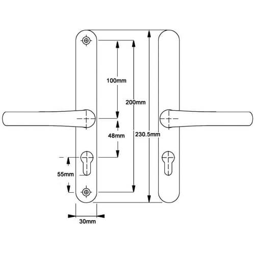 Easyfit Lever Lever UPVC Multipoint Door Handles -  48mm PZ Unsprung 200mm Screw Centres