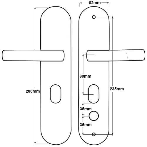 Hooply Steel Door Furniture with Snib