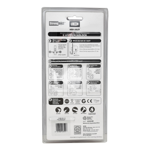 Union 2100 Strongbolt British Standard 3621:2007 Mortice Deadlock