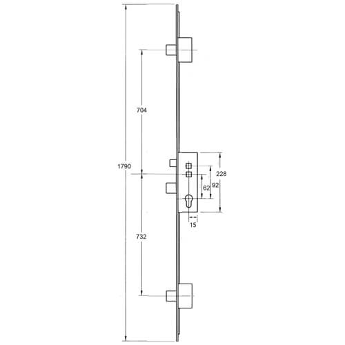 Lockmaster Latch 3 Deadbolts Lift Lever or Double Spindle Multipoint Door Lock - Option 2 (top deadbolt to spindle = 704mm)