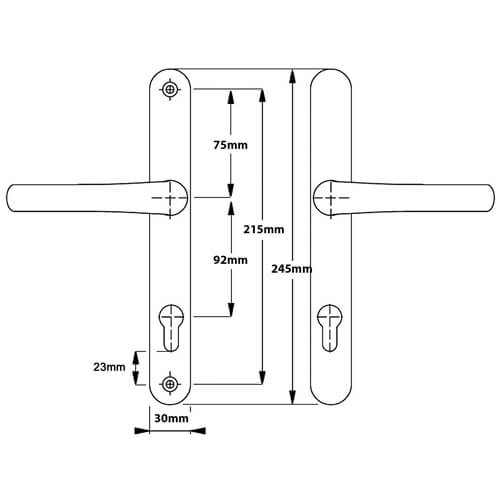 Hoppe Birmingham Sprung Lever Lever UPVC Multipoint Door Handles -  92mm PZ 215mm Screw Centres