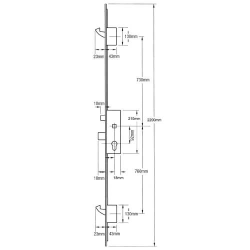 Roto H650 Latch Deadbolt 2 Hooks Option 2 Lift Lever Single Spindle Multipoint Door Lock