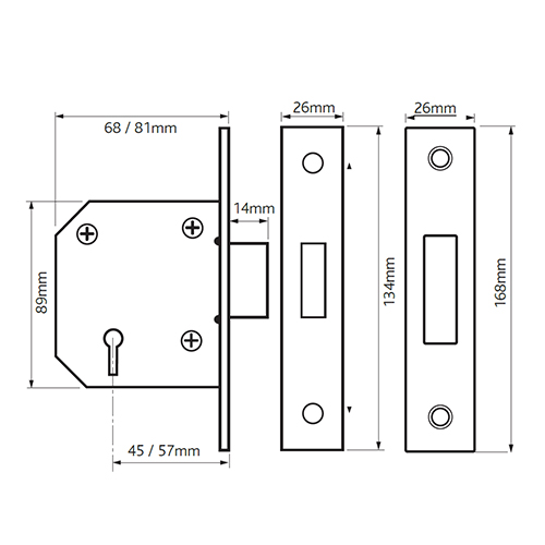 Union 2103 Strongbolt 3 Lever Mortice Deadlock