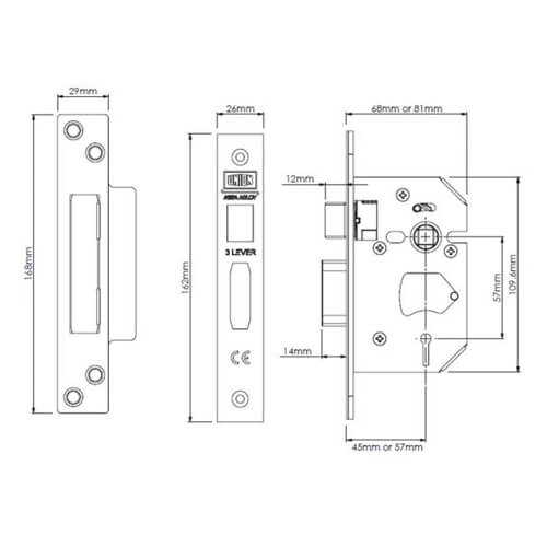 Union 2203 Strongbolt 3 Lever Mortice Sashlock