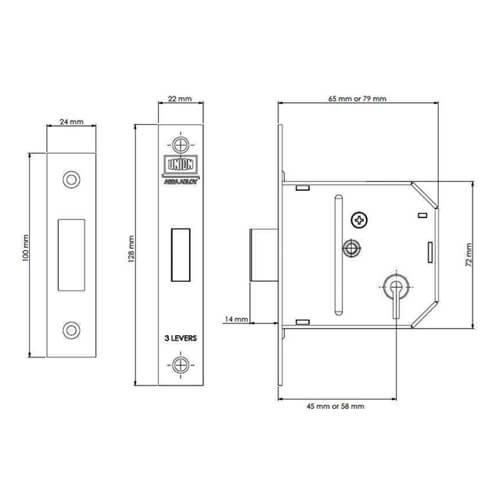 Union Essential 3 Lever Mortice Deadlock