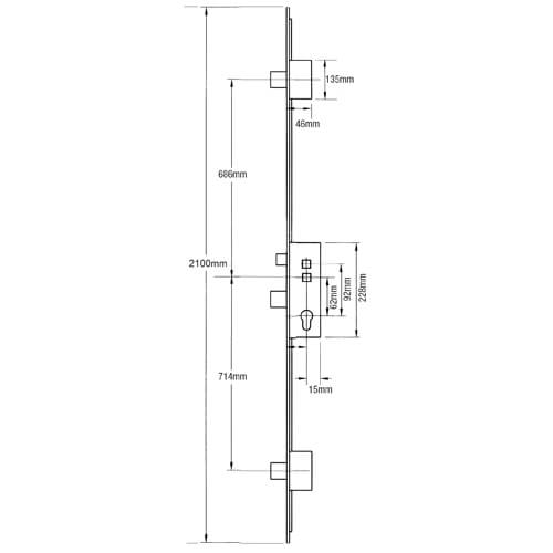Fullex Crimebeater Latch 3 Deadbolts Flat 44mm White Faceplate Double Spindle Multipoint Door Lock