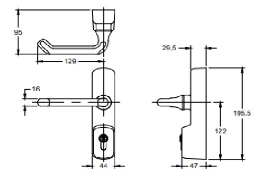 Exidor 500 Series Outside Access Device - Lever Handle with Euro Cylinder - For UPVC Doors