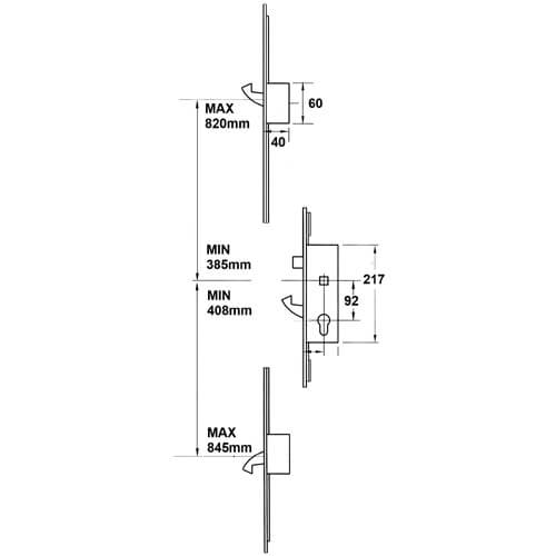 Yale Doormaster Latch 3 Hook Split Spindle Timber and Composite Door Professional Repair Multipoint Door Lock 