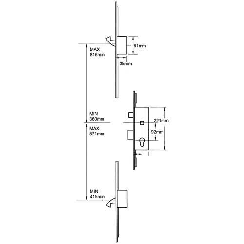 ERA 6345 2 Hooks Timber and Composite Repair Multipoint Door Lock 