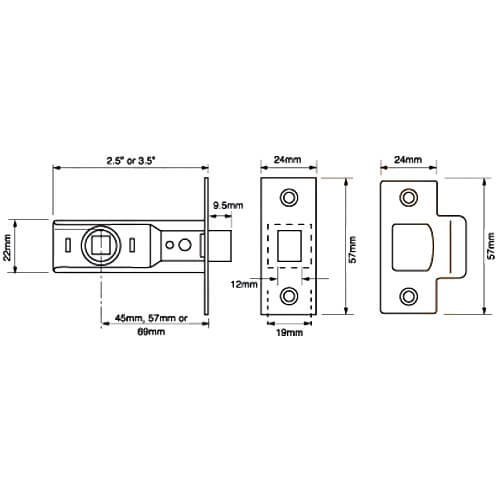 Union Essential Mortice Tubular Latch