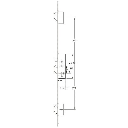 Fix Asgard 7026 Latch 3 Hooks Double Spindle Multipoint Door Lock - Option 3 (top hook to spindle = 565mm)
