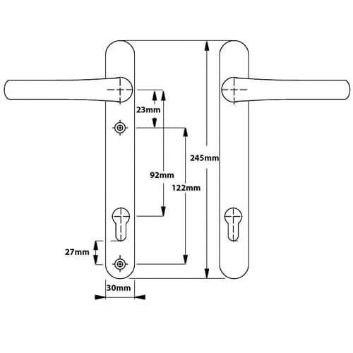 Hoppe Birmingham Lever Lever UPVC Multipoint Door Handles -  92mm PZ Sprung 122mm Screw Centres