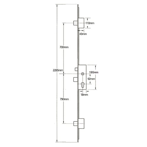 GU Secury A2 Latch 3 Deadbolts Auto Locking Multipoint Door Lock (top deadbolt to spindle = 700mm)