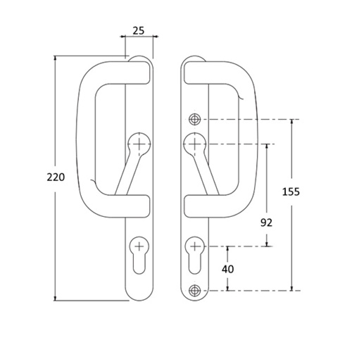 Paddock Handle Set for Patio Doors - Chrome