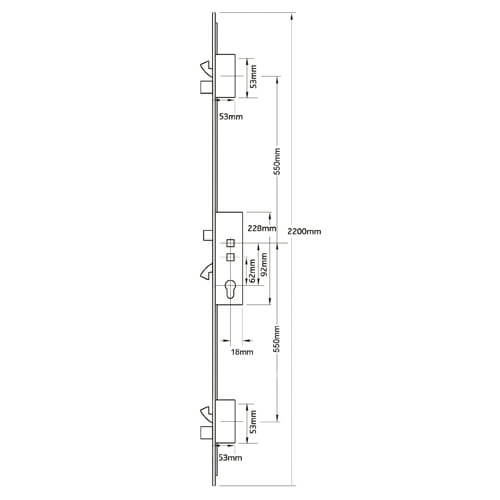 Millenco Mantis 3 Latch 3 Hooks 2 Deadbolts Double Spindle Multipoint Door Lock