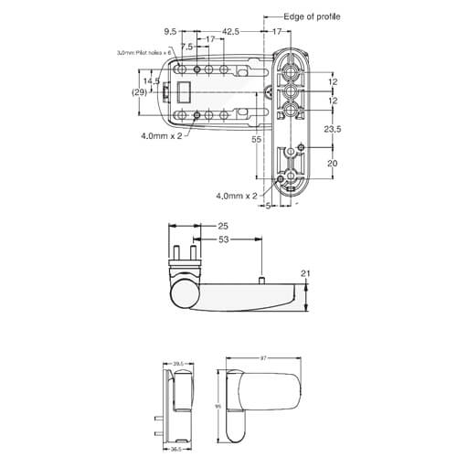 Avocet Triad 3D Flag Hinge for Sculptured or Chamfered Profiled UPVC Doors