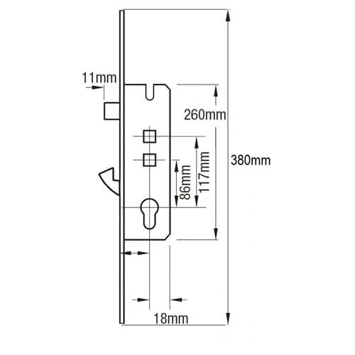 Millenco Overnight Lock - Lift Lever or Double Spindle 16mm Faceplate 