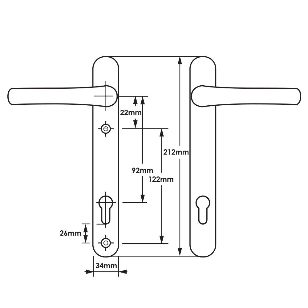 TSS Lever Lever UPVC Multipoint Door Handles -  92mm PZ Sprung 122mm Screw Centres