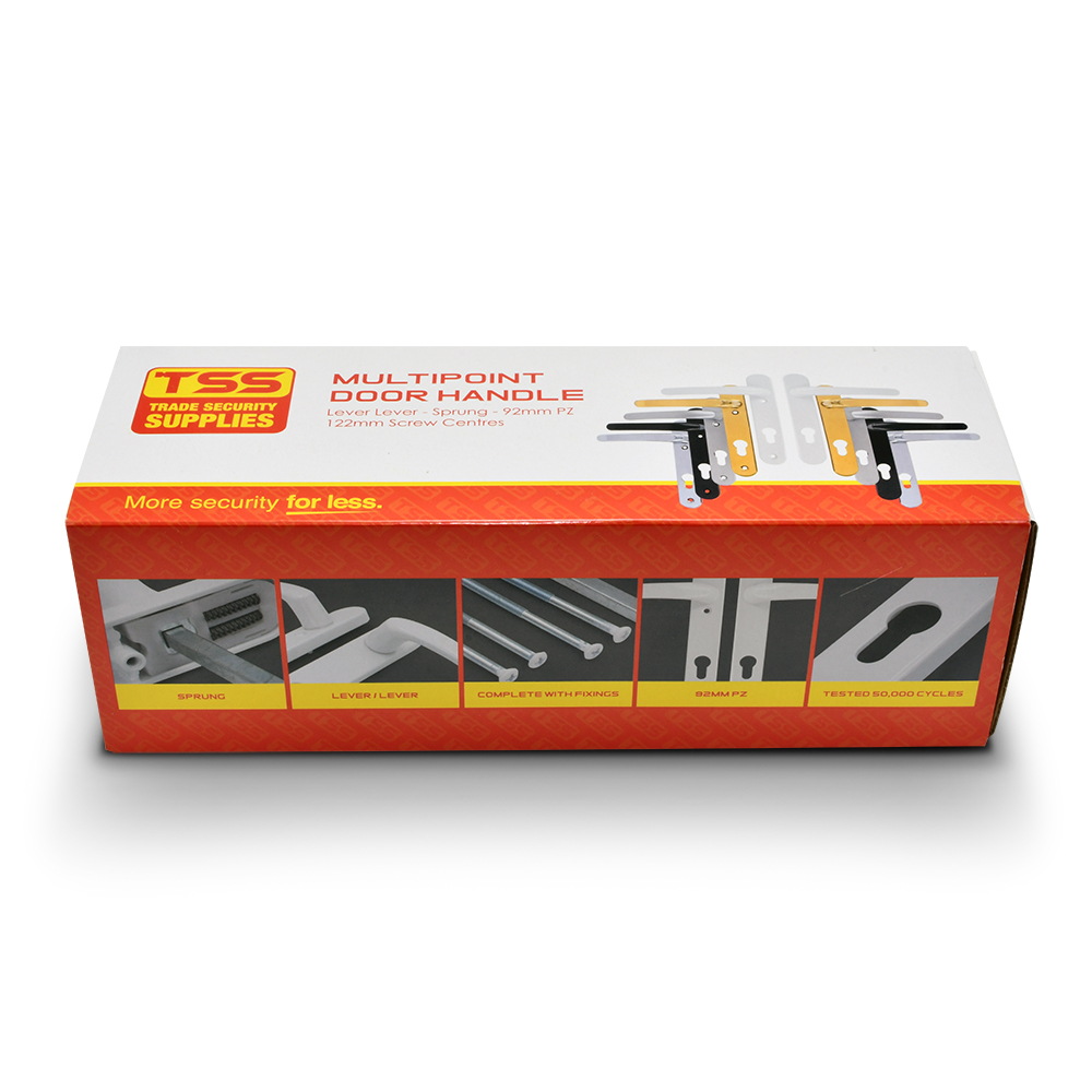 TSS Lever Lever UPVC Multipoint Door Handles -  92mm PZ Sprung 122mm Screw Centres