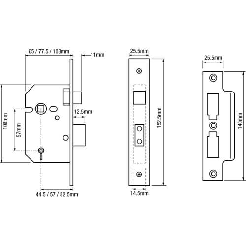 Union 2226 Bathroom Mortice Sashlock
