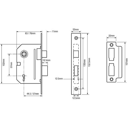 Union 2295 2 Lever Mortice Sashlock