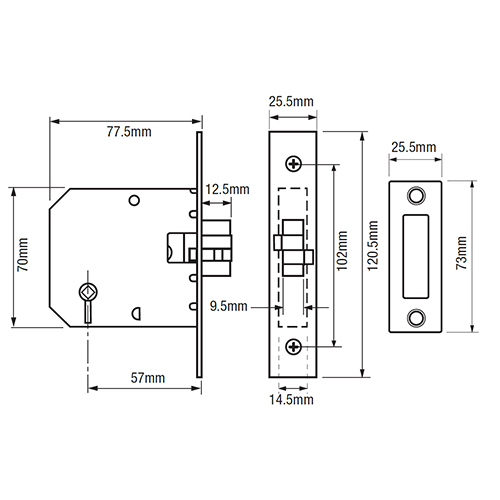 Union 2426 Sliding Bathroom Mortice Clawbolt
