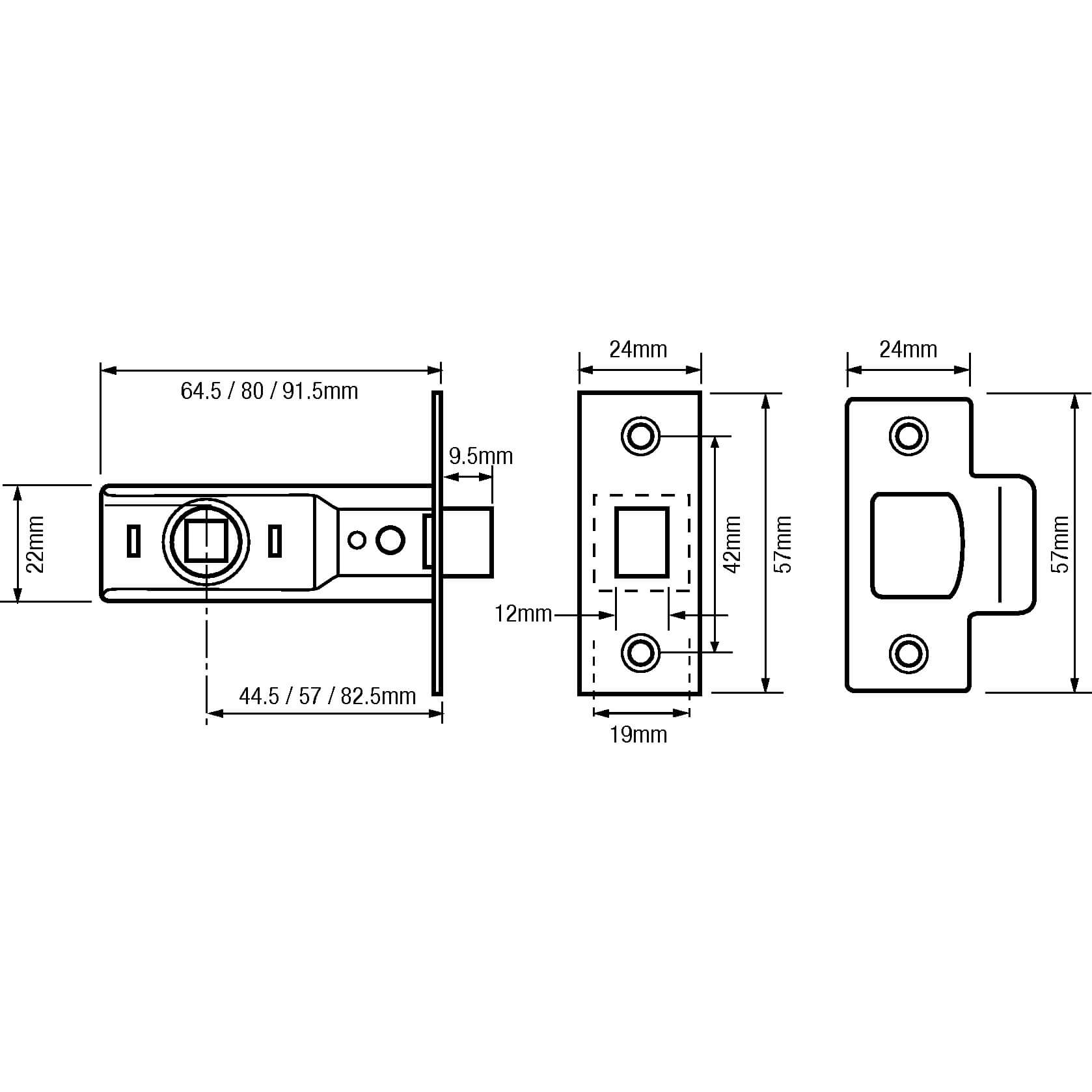 Union 2648 Mortice Tubular Latch