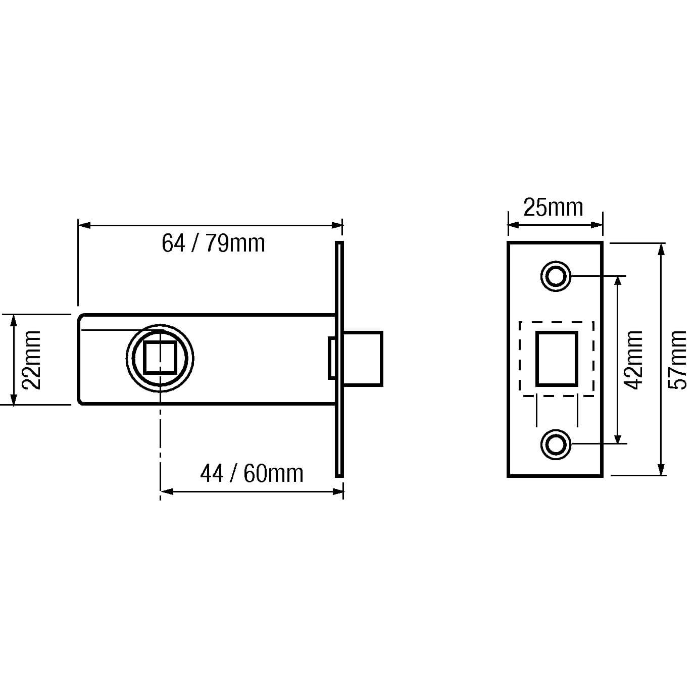 Legge 3721/3722 Mortice Tubular Latch