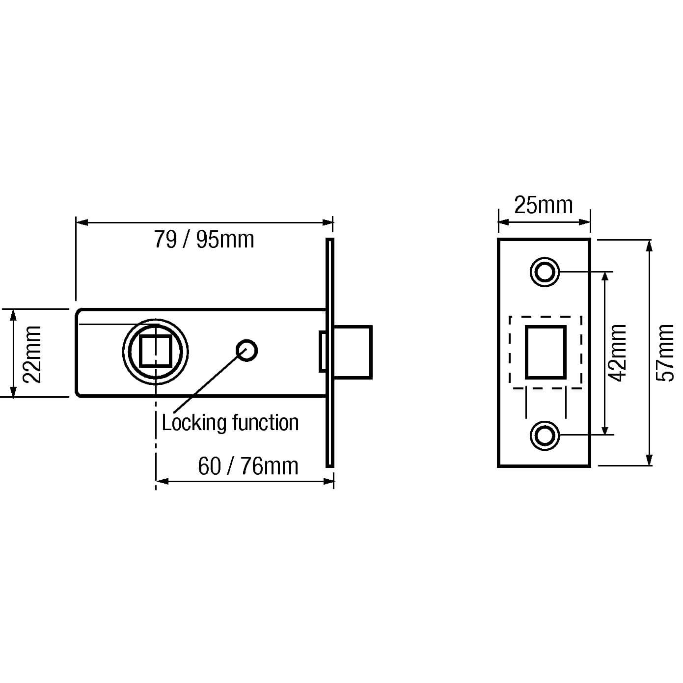 Legge 3722LK/3724LK Locking Mortice Tubular Latch