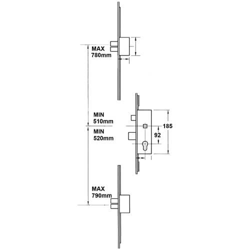 Winkhaus Thunderbolt Latch 5 Deadbolts Split Spindle Universal UPVC Repair Multipoint Lock 