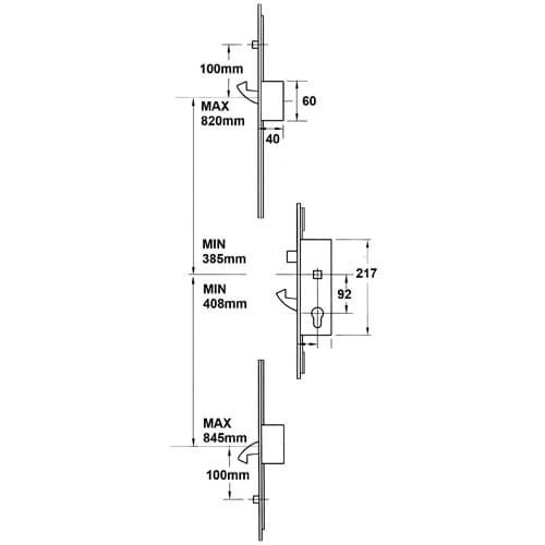 Yale Doormaster Latch 3 Hook 2 Roller Split Spindle UPVC Professional Repair Multipoint Door Lock