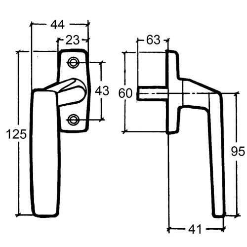 FIX 8307 Offset Non-Locking Espag UPVC Window Handles