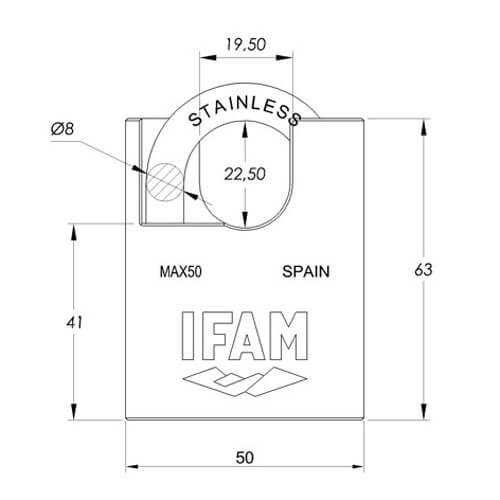 Ifam MAX50 50mm Close Shackle Weatherproof Padlock