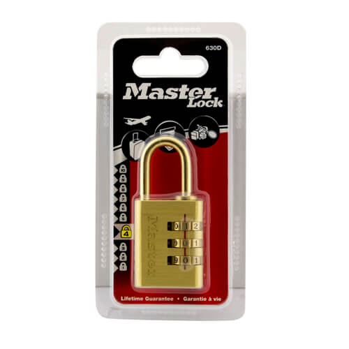 Master 630EURD 30mm Open Shackle Combination Brass Padlock